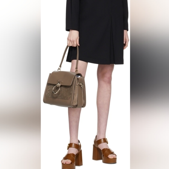 NEW $2250 Chloé Tess Suede & Leather Small Day Bag in Army Green - Picture 16 of 16